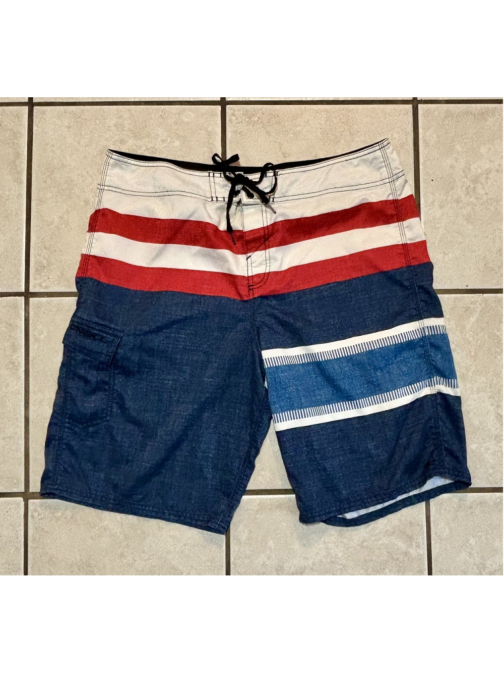 Oneill Men's Board Shorts Size 36 Swim Trunks Red/White/Blue - READ